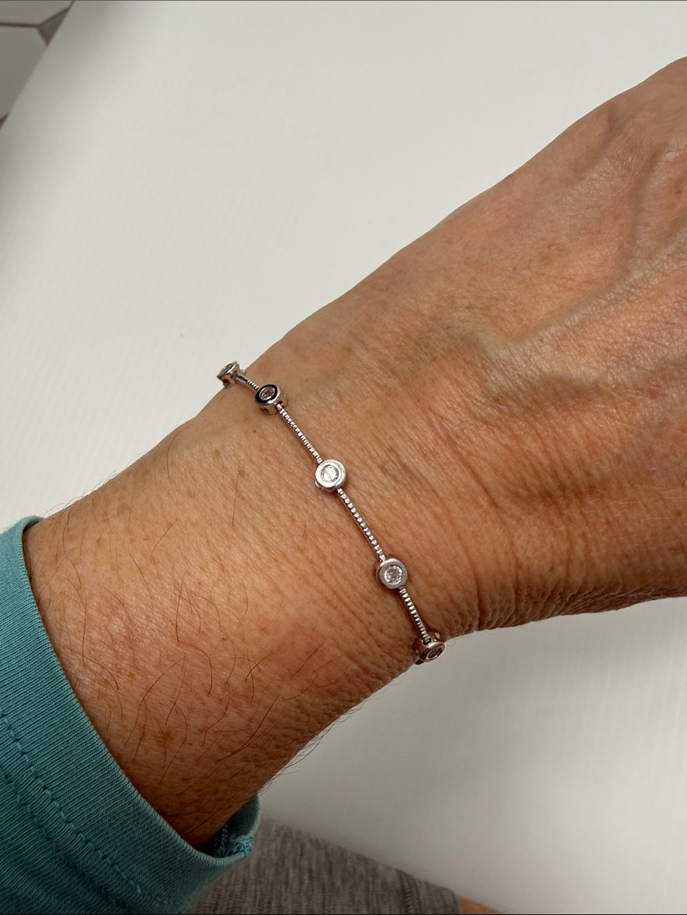Silver-Tone Bezel Station Tennis Bracelet - Picture 4 of 4